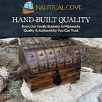 Nautical Cove Handmade Pirate Treasure Chest for Kids Prizes & Classroom with Lock and Skeleton Keys – Lockable Wooden Storage Chest Box, Pirate Decor, Decorative Wooden Box - X-Large 16x11x10.5