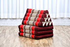 Leewadee - Comfortable Japanese Floor Mattress - Thai Floor Bed with Triangle Cushion - Futon Mattress - Thai Massage Mat, 67 x 21 inches, Red, Kapok Filling