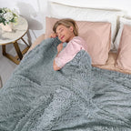 Tuddrom Decorative Extra Soft Faux Fur Blanket Twin Size 70"x78",Solid Reversible Fuzzy Fluffy Cozy Plush Fleece Comfy Microfiber Fur Blanket for Couch Sofa Bed,Gray Blue