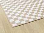 Flagship Carpets Schoolgirl Style Brown and White Checkerboard Educational Area Rug for Kids Room Seating Décor, Children's Classroom, Play Carpet for Teaching and Playroom, 5' x 7'6", Neutral