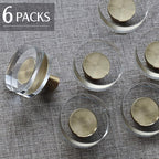 JEREVER 6 Pack Glass Crystal Knobs Brass Drawer Pull Cabinet Handle Gold Furniture Hardware for Dresser Kitchen (Round)