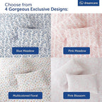 DREAMCARE Queen Size Sheets - Cooling Bed Sheets - 4pcs Set - Queen Sheet Set - Sheets Queen Size Bed - Queen Size Sheet Sets - Soft & Long Lasting 100% Fine Brushed Floral Sheets - Multi Floral