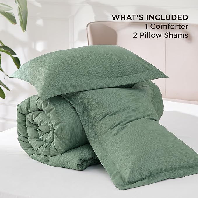 Bedsure Full Comforter Set - Green Soft Bedding for All Seasons, Cationic Dyed Bed Set, 3 Pieces, 1 Full Size Comforter (82"x86") and 2 Pillow Shams (20"x26"+2")