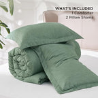 Bedsure Queen Comforter Set - Green Soft Bedding for All Seasons, Cationic Dyed Bed Set, 3 Pieces, 1 Queen Size Comforter (90"x90") and 2 Pillow Shams (20"x26"+2")