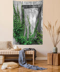 Ambesonne Mystic Tapestry, Ivy Plant on Wall Aged Antique Looking Picture Frame as a Window Creative Art, Wall Hanging for Bedroom Living Room Dorm Decor, 40" X 60", Green Grey