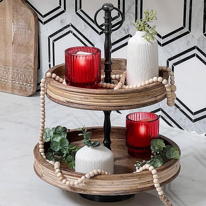 Kate Aspen Vintage Ribbed Red Glass Tealight & Votive Candle Holders (Set of 6), Fall Decor, Boho Decor, Shelf Decoration (27206RD)