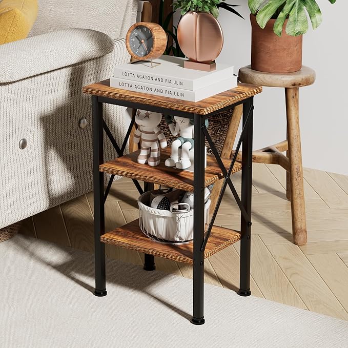 VECELO Modern Nightstands X-Design Side End Table Night Stand with Storage Shelf for Bedroom,Living Room
