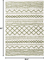 SAFAVIEH Arizona Shag Collection Accent Rug - 3'2" x 5', Ivory & Green, Moroccan Design, Non-Shedding & Easy Care, 1.6-inch Thick Ideal for High Traffic Areas in Foyer, Living Room, Bedroom (ASG741Y)
