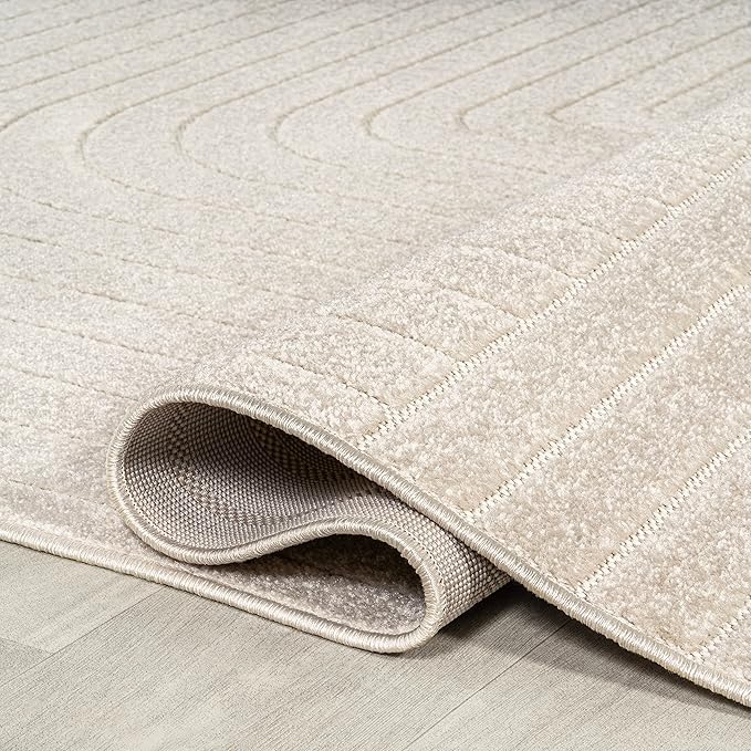 Eyely NCS101A-4 Scandinavian Odense Minimalist Angle Geometric Indoor Area Rug, Modern, Contemporary, Coastal, Bohemian, Bedroom, Kitchen, Living Room, Non Shedding, Ivory/Cream, 4' x 6'