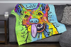 Dawhud Direct Colorful German Shepherd Fleece Blanket for Bed, 50 x 60 Dean Russo German Shepherd Fleece Throw Blanket for Women, Men and Kids - Super Soft Plush Dog Blanket Throw Plush