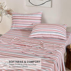 RUVANTI Flannel Sheets King Size - 100% Cotton Brushed King Size Sheets Set - Deep Pockets 16 Inches Bed Sheets - All Seasons Breathable & Extra Soft - Warm & Cozy, 4 Piece, Multi Chevron Stripe