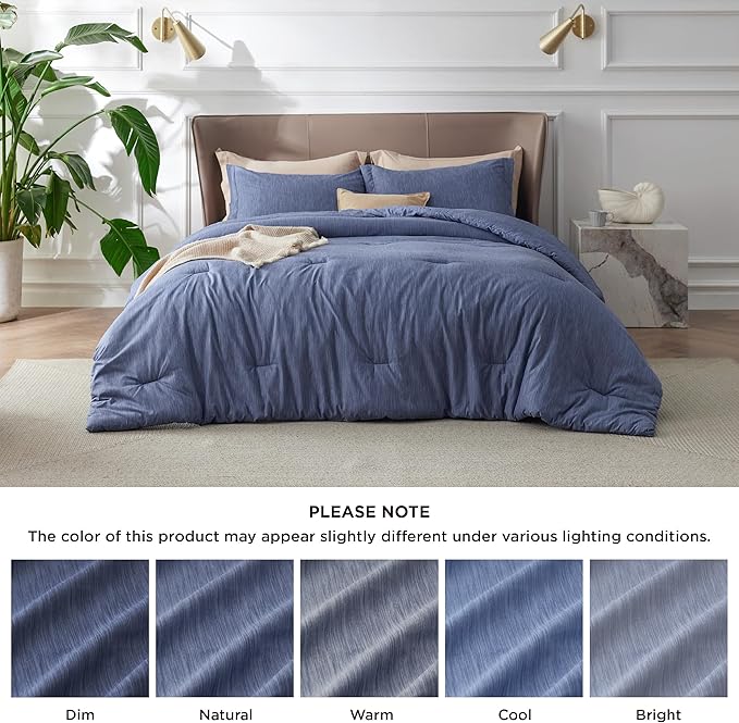 Bedsure King Size Comforter Set - Infinity Blue Soft Bedding for All Seasons, Cationic Dyed Bed Set, 3 Pieces, 1 King Size Comforter (104"x90") and 2 Pillow Shams (20"x36"+2")