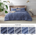 Bedsure Queen Comforter Set - Infinity Blue Soft Bedding for All Seasons, Cationic Dyed Bed Set, 3 Pieces, 1 Queen Size Comforter (90"x90") and 2 Pillow Shams (20"x26"+2")