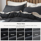 Bedsure Cotton Duvet Cover Queen - 100% Cotton Waffle Weave Charcoal Duvet Cover Queen Size, GentleSoft™ and Breathable Bedding Set for All Season, 3 Pieces, 90"x90"