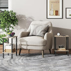 TUTOTAK End Table, Set of 2, Side Table, Nightstand, 2-Tier Storage Shelf, Sofa Table for Small Space, Living Room, Bed Room TB01BG035