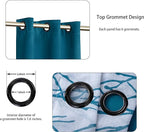 BONZER Mix and Match Curtains - 2 Pieces Branch Print Sheer Curtains and 2 Pieces Blackout Curtains for Bedroom Living Room Grommet Window Drapes, 37x95 Inch/Panel, Teal, Set of 4 Panels