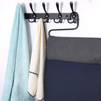 Dseap Coat Rack Wall Mounted - 5 Tri Hooks, Heavy Duty, Stainless Steel, Metal Coat Hook Rail for Coat Hat Towel Purse Robes Mudroom Bathroom Entryway,Black