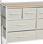 Household Essentials Victorian Style 8-Drawer and Bottom Shoe Shelf Storage Organizer Unit, White and Coastal Oak Color