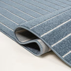 Eyely NCS101D-3 Odense High-Low Minimalist Angle Geometric Dark Blue/Cream 3 ft. x 5 ft. Indoor/Outdoor Area Rug, for Home, Backyard, Patio, Porch, Bedroom, Kitchen, Living Room