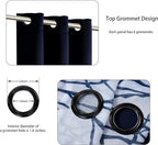 BONZER Mix and Match Curtains - 2 Pieces Branch Print Sheer Curtains and 2 Pieces Blackout Curtains for Bedroom Living Room Grommet Window Drapes, 37x84 Inch/Panel, Indigo, Set of 4 Panels