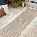 Eyely NCS101E-28 Odense High-Low Minimalist Angle Geometric Beige/Cream 2 ft. x 8 ft. Indoor/Outdoor Runner Rug, for Home, Backyard, Patio, Porch, Bedroom, Kitchen, Living Room