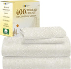 California Design Den California King Sheet Sets - 400 Thread Count Sateen, Natural 100% Cotton Sheets Set, Deep Pocket Cooling and Durable Bedding - Paisley Pattern, Beige