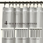 KangBang Light Grey Blackout Curtains 63 Inches Long for Kitchen, Thermal Insulated Linen Textured Curtains, Back Tab Loop Pocket Pleated Rustic Scandinavian Window Curtains 2 Panels,52x63 Inch