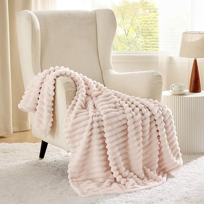 Bedsure GentleSoft Pink Throw Blanket for Couch - Cozy Soft Blankets for Women, Cute Small Fleece Throws for Girls, Pink Halloween Christmas Decor Gifts for Home Room, Crystal Pink, 50x60 Inches