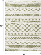 SAFAVIEH Arizona Shag Collection Accent Rug - 4' x 6', Ivory & Green, Moroccan Design, Non-Shedding & Easy Care, 1.6-inch Thick Ideal for High Traffic Areas in Entryway, Living Room, Bedroom (ASG741Y)