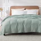 Bedsure Cooling Cotton Waffle King Size Blanket - Lightweight Breathable Blanket of Rayon Derived from Bamboo for Hot Sleepers, Luxury Throws for Bed, Couch and Sofa, Sage Green, 104x90 Inches