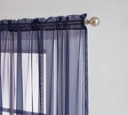 LINENZONE Pair of 2 Rod Pocket Short Window Treatments. Great Farmhouse Style Sheer Curtains for Living Room, Bedroom, Dining Room, Patio or Canopy Bed. (Amazing Sheers - 56" W x 63" L, Blue Navy)