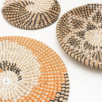 Set of 3 Round Wicker Wall Baskets, Brown, 13.78 in Flat, 11.8 in Deep, 10 in Flat
