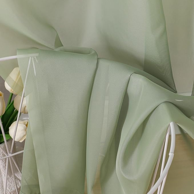 OVZME Bedroom Curtains 2 Panel Sets 84" Inch Length - Transparent Light Weight Soft Window Treatment Panels for Study Room/Living Room/Guest Room, Sage Green, Per Panel W42 X L84 inches