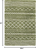 SAFAVIEH Arizona Shag Collection Accent Rug - 3'2" x 5', Green & Ivory, Moroccan Design, Non-Shedding & Easy Care, 1.6-inch Thick Ideal for High Traffic Areas in Foyer, Living Room, Bedroom (ASG741X)