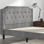 ZINUS Kellen Upholstered Scalloped Platform Bed Frame, Mattress Foundation, Wood Slat Support, No Box Spring Needed, Easy Assembly, Full