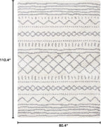 SAFAVIEH Arizona Shag Collection Area Rug - 6'7" x 9'2", Ivory & Grey, Moroccan Design, Non-Shedding & Easy Care, 1.6-inch Thick Ideal for High Traffic Areas in Living Room, Bedroom (ASG741F)