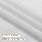 Aiyufeng White Sheer Curtains 72 inches Long 2 Panels, Fresh Textured Semi Sheer White Curtains Linen Breathable Elegant Door Curtains & Drapes for Farmhouse/Living Room/Kitchen, 40Wx72L inch