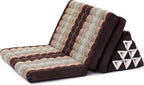 Leewadee 3-Fold Mat XXL with Triangle Cushion – Firm TV Pillow, Foldable Mattress with Cushion Made of Kapok, 67 x 31 inches, Brown