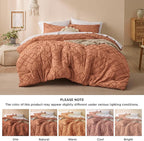 Bedsure Queen Comforter Set - Pumpkin Comforter, Boho Tufted Shabby Chic Bedding for Kids, 3 Pieces Vintage Farmhouse Bed Set for All Seasons, Fluffy Soft Bedding with 2 Pillow Shams