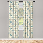 Ambesonne Compass Window Curtains, Marine Themed Doodle Art Vintage Inspirations Traveling Exploration Cruise Pattern, Lightweight Decor 2-Panel Set with Rod Pocket, Pair of - 28" x 95", Beige Teal