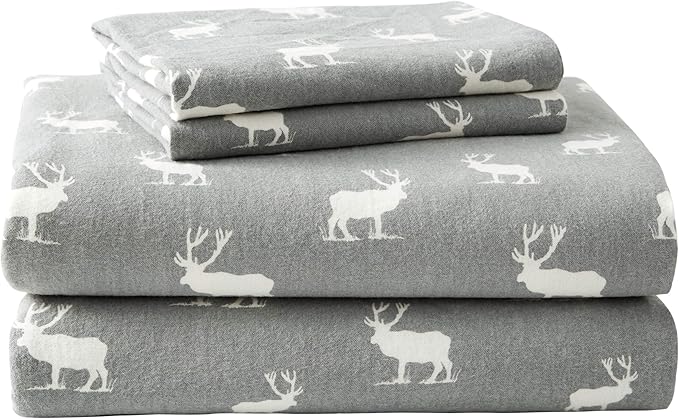 Eddie Bauer - Full Sheets, Cotton Flannel Bedding Set, Brushed For Extra Softness, Cozy Home Decor (Elk Grove, Full)