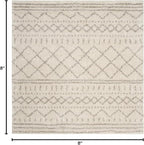 SAFAVIEH Arizona Shag Collection Area Rug - 8' Square, Ivory & Beige, Moroccan Design, Non-Shedding & Easy Care, 1.6-inch Thick Ideal for High Traffic Areas in Living Room, Bedroom (ASG741A)