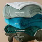 Bedsure GentleSoft Sherpa Fleece Throw Blanket Twin Size for Couch - Thick and Warm Throw for Women and Men, Soft Fuzzy Plush Twin Blanket for Winter, Olive Green, 60x80 Inches