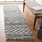 SAFAVIEH Arizona Shag Collection Runner - 2'6" x 14', Ivory & Black, Moroccan Design, Non-Shedding & Easy Care, 1.6-inch Thick, Ideal for The Living Room, Dining, Bedroom (ASG741Z)