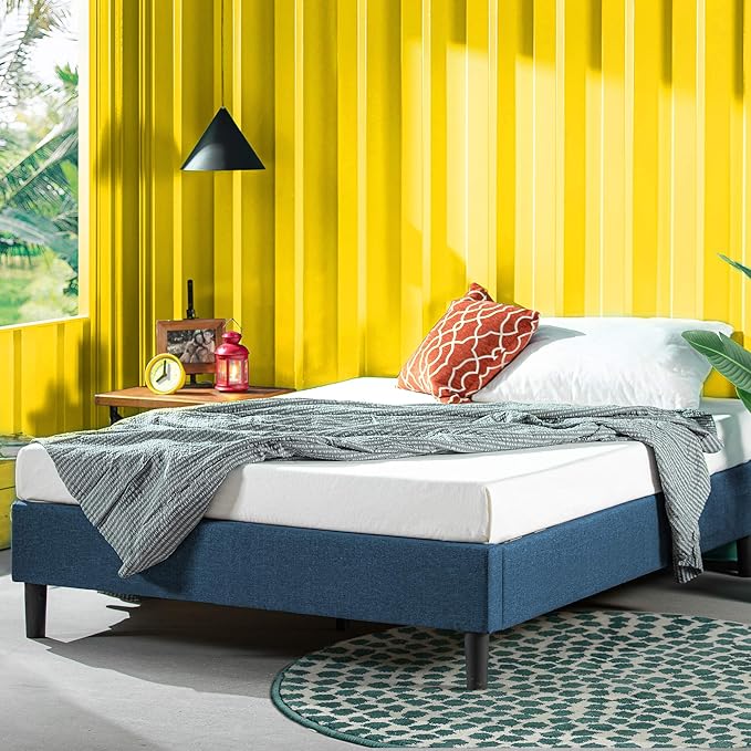 ZINUS Curtis Upholstered Platform Bed Frame, Mattress Foundation, Wood Slat Support, No Box Spring Needed, Easy Assembly, Full, Navy