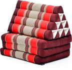 Leewadee - Comfortable Japanese Floor Mattress - Thai Floor Bed with Triangle Cushion - Futon Mattress - Thai Massage Mat, 67 x 21 inches, Red, Kapok Filling