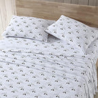 Eddie Bauer - King Sheets, Cotton Flannel Bedding Set, Brushed For Extra Softness, Cozy Home Decor (Dog Friends White, King)