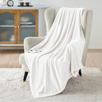 Bedsure GentleSoft Fleece Throw XL Blanket White - 300GSM Soft Lightweight Plush Cozy Blankets for Bed, Sofa, Couch, Travel, Camping, 50x70 inches