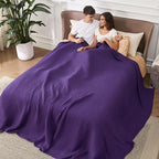 Bedsure Cooling Cotton Waffle Oversized King Blanket - Lightweight Breathable Rayon Derived from Bamboo for Hot Sleepers, Luxury Throws for Bed and Sofa, Purple, 120x96 Inches