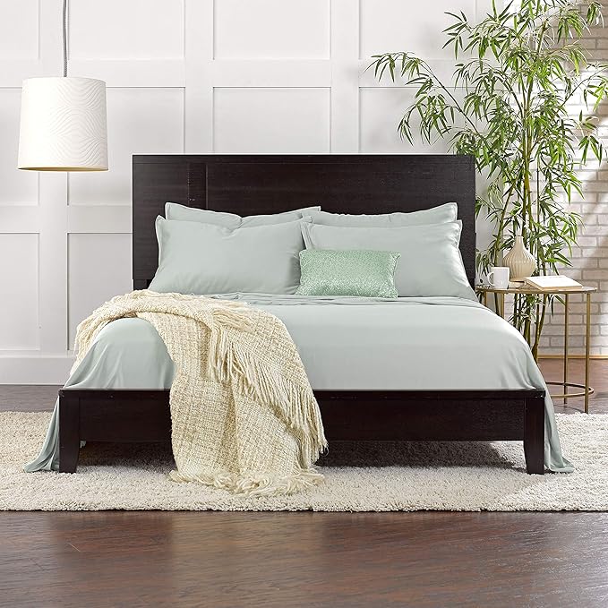 Short Queen Sheets by Pure Bamboo for RV Camper (60"x75") - Genuine 100% Organic Viscose Derived from Bamboo Bed Sheet Set, Soft & Cooling, Lifetime Quality Promise (Short Queen, Sea Glass)